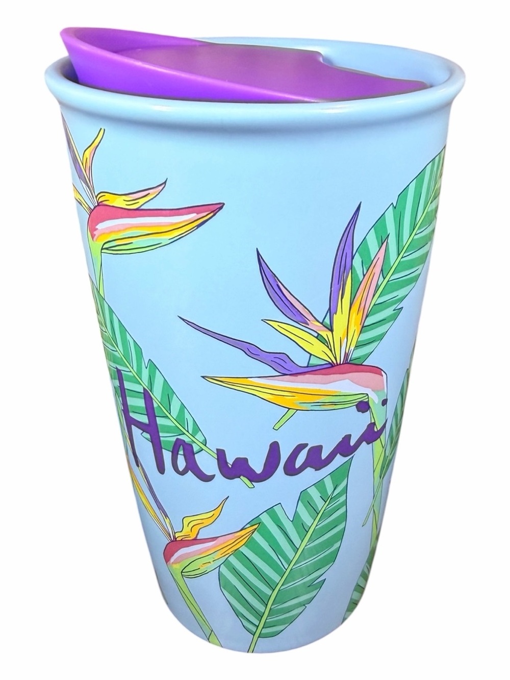 Starbucks Hawaii “Birds of Paradise” Ceramic 12 oz Travel Mug with lid